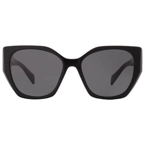 Prada PR 19ZS 1AB5S0 Black Plastic Butterfly Sunglasses Grey 